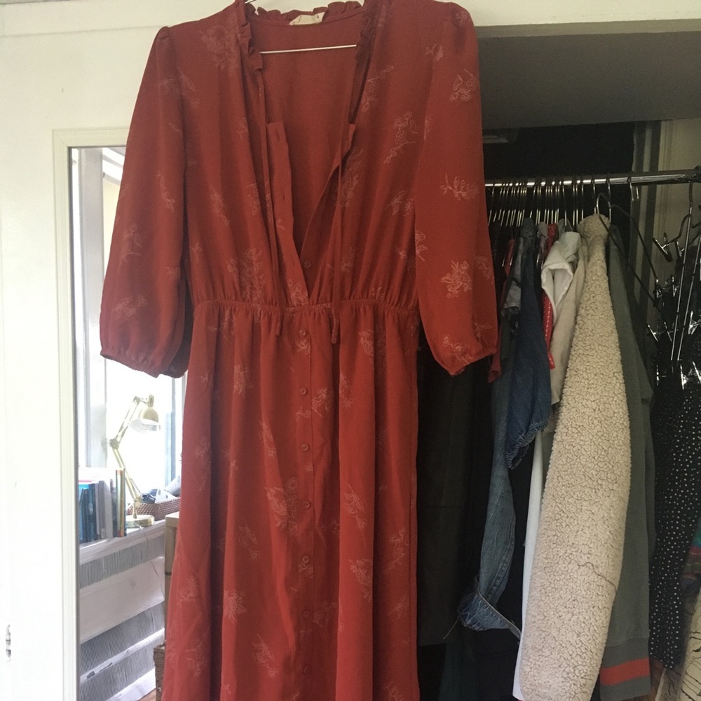 Rust Orange Maxi Prairie Style Dress